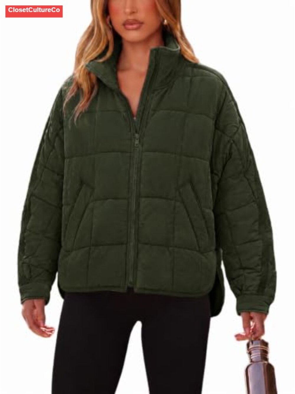Omoone Womens Lightweight Quilted Puffer Jacket Casual Zip Up Padded Coat